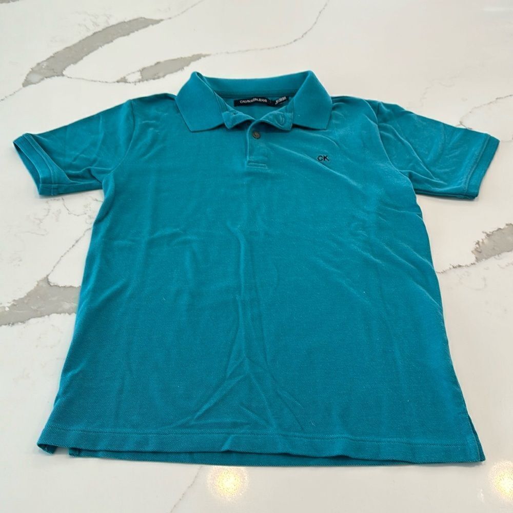 Calvin Klein Jeans Boys Polo. Medium 10-12. Teal Color. Super soft. Excellent